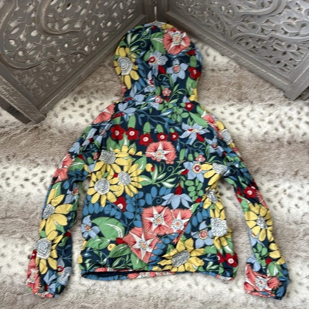 Gymboree raincoat girls medium pastel floral waterproof hoodie jacket school